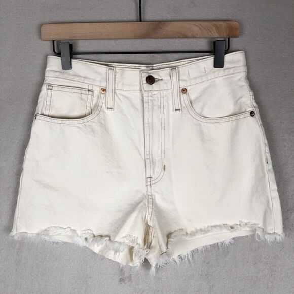 MADEWELL The Perfect Jean Short Sz 27 White Denim Cut Off High‎ Waist Frayed - Picture 1 of 10